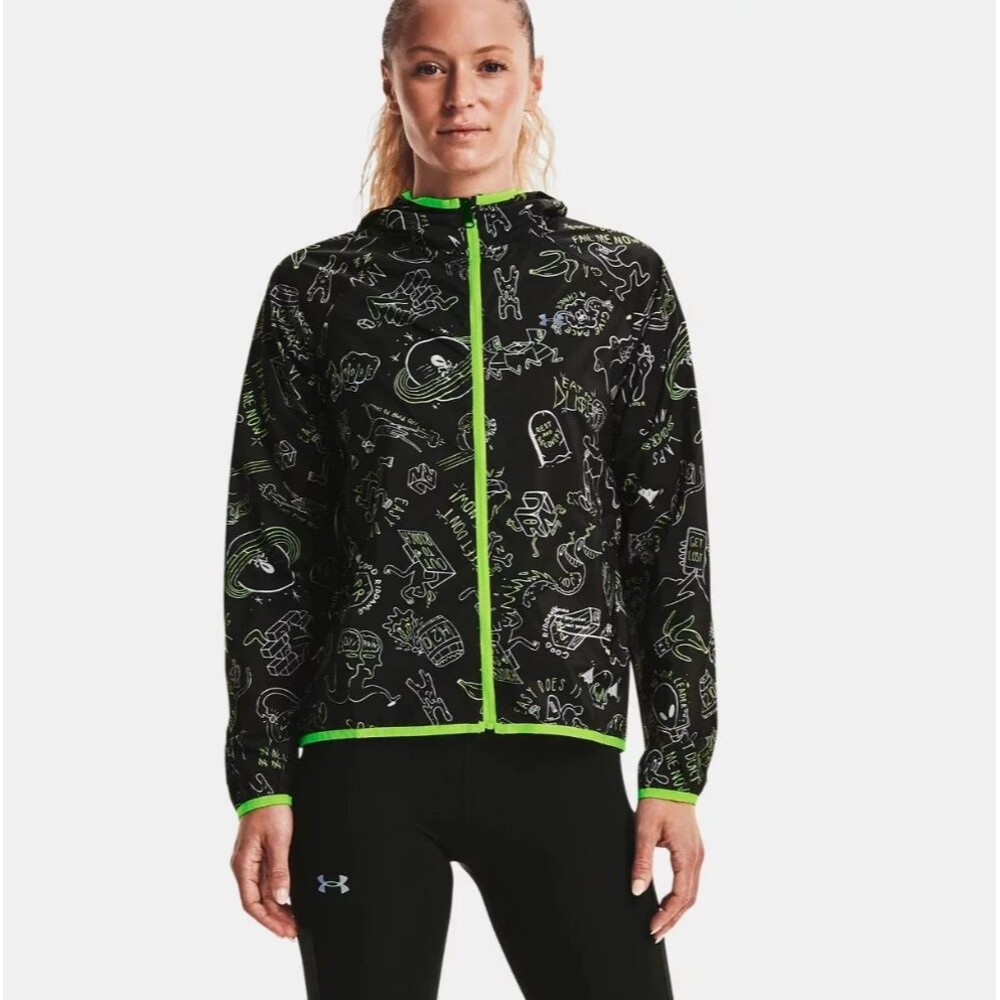 Under Armour Women's Run Hundred Packable Jacket L Hooded Full Zip Reflective
